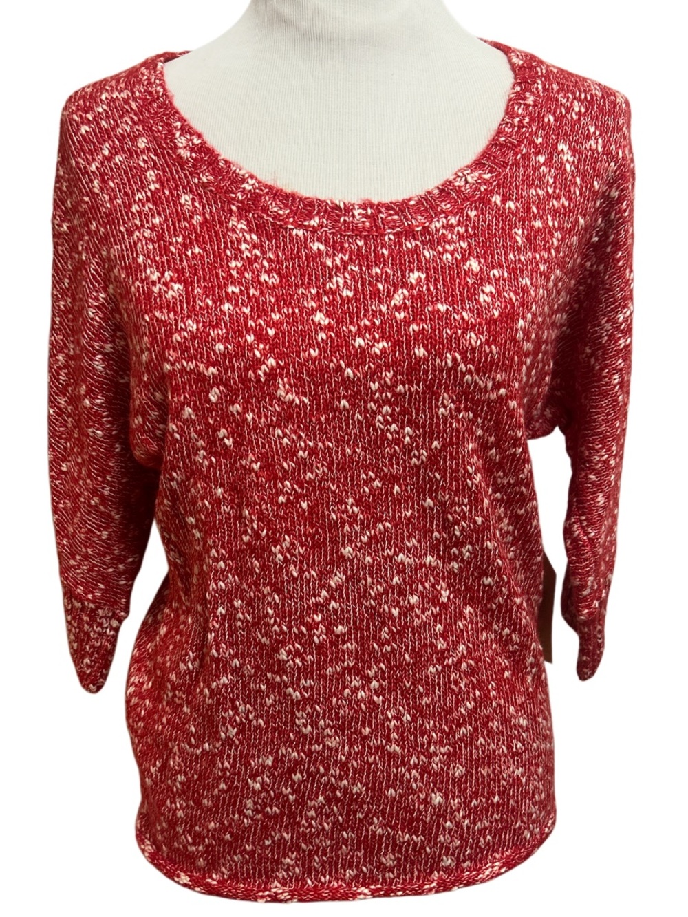 NWT Y2K Route 66  Marled Knit Scoop Neck Sweater 3/4 Sleeve Relaxed Fit Small